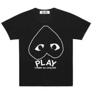 CDG Play White Heart Outline Black T-Shirt