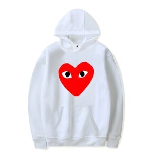 Comme Des Garcons BIG Red Heart Hoodie – White