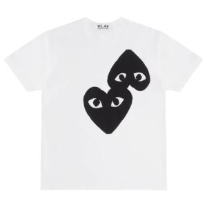 Comme des Garcons PLAY Double Heart White/Black T-shirt